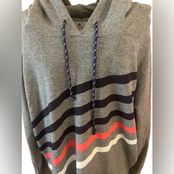 Sundry Diagonal Stripe Hoodie- Heather Grey Size Large - Picture 3 of 10